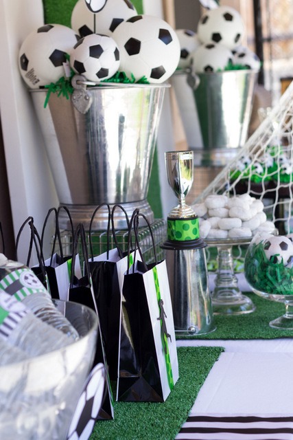 Soccer Ball Centerpieces In A Fabulous Siver Vase