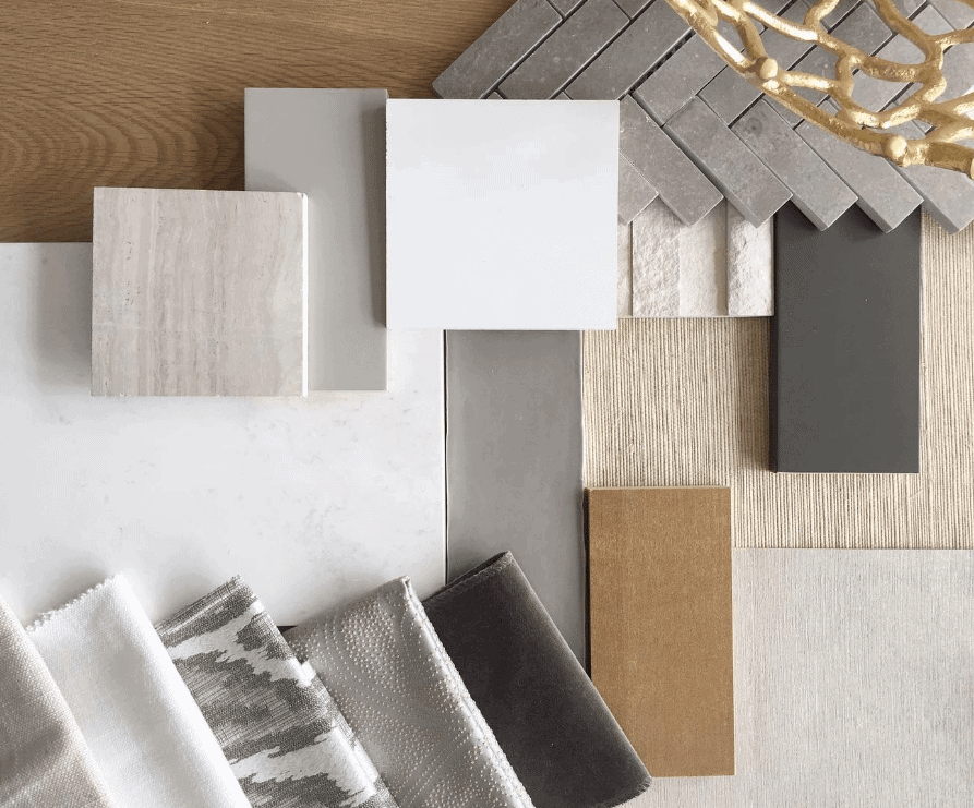 Michelle Yorke Interior Design Process Flatlay Fabric Tile Options