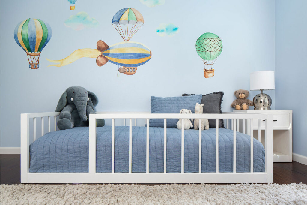 Boys Bedroom Interior Design Custom Mural Hot Air Balloons