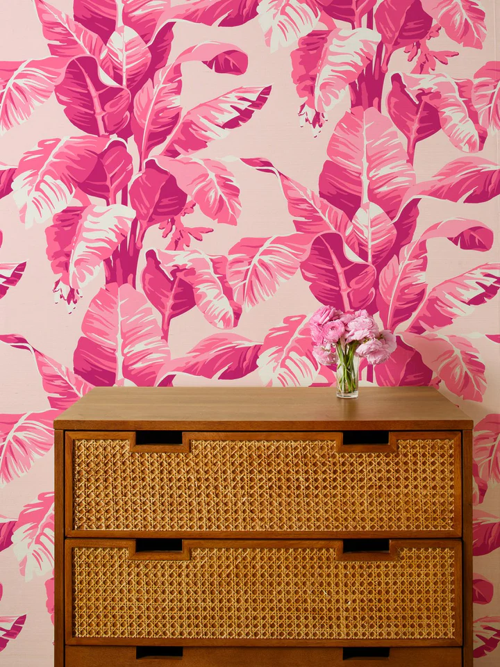 Wallshoppe Grasscloth Pacifico Palm By Nathan Turner Electric Pink Rs 720x