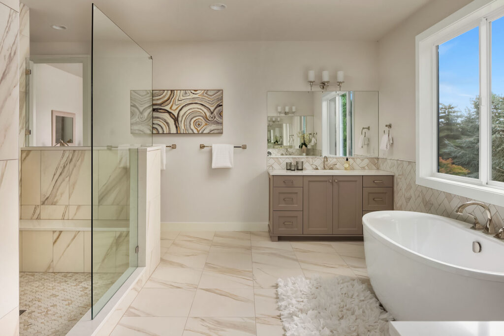 master bathroom with single vanity