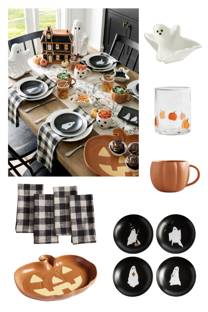 Pottery Barn Halloween themed table decor and serveware