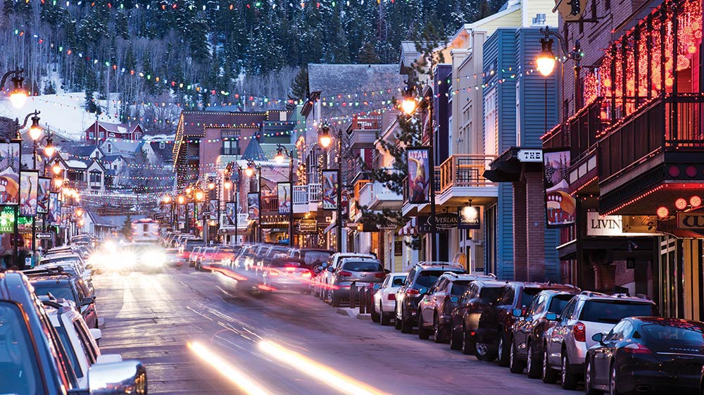 Park City, Utah. Main Street. Old Town in the snow.