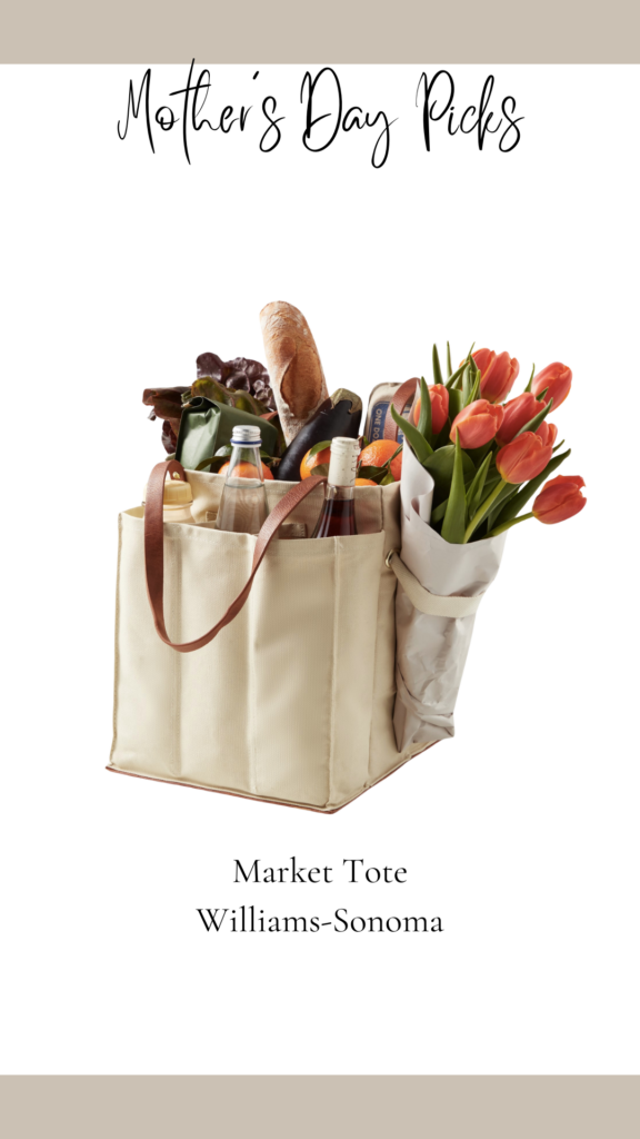 Michelle Yorke Mothers Day Gift Guide - williams sonoma market tote with flowers and food