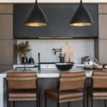 Black Detail Kitchen Leather Stools