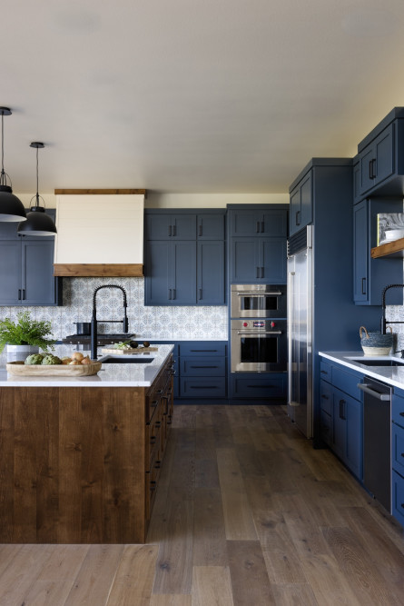 kitchen-design-blue-cabinetry-stainless-appliances