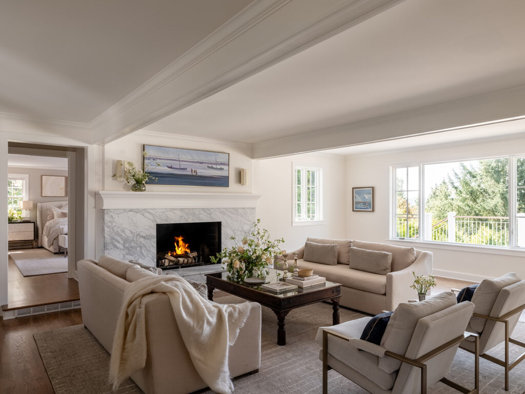living room interior design lakeside home medina wa