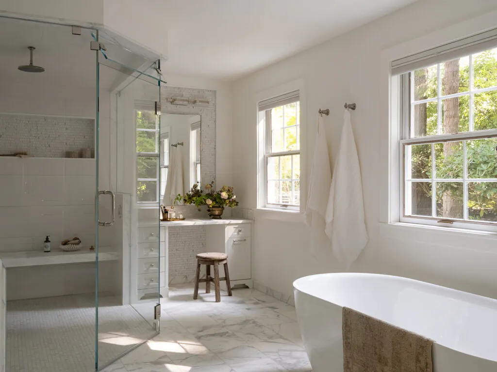 primary bathroom suite freestanding tub